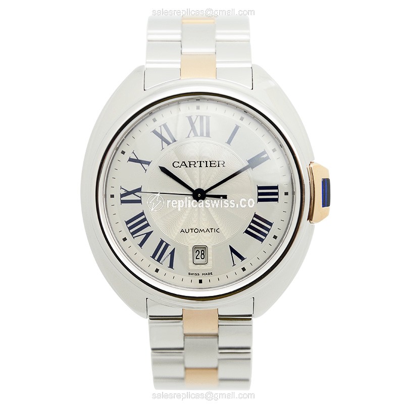 Cartier W2CL0002 CLe De Cartier - Automatic - Steel Case - Silver Dial - Gold 18kt Strap - View 2