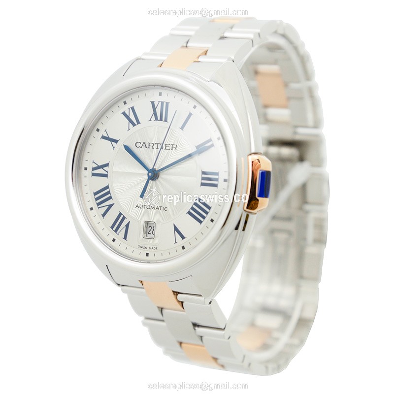 Cartier W2CL0002 CLe De Cartier - Automatic - Steel Case - Silver Dial - Gold 18kt Strap - View 3
