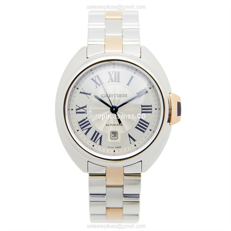 Cartier W2CL0004 CLe DE CARTIER Automatic - Steel Case - White Dial - Silver Steel Strap - View 2