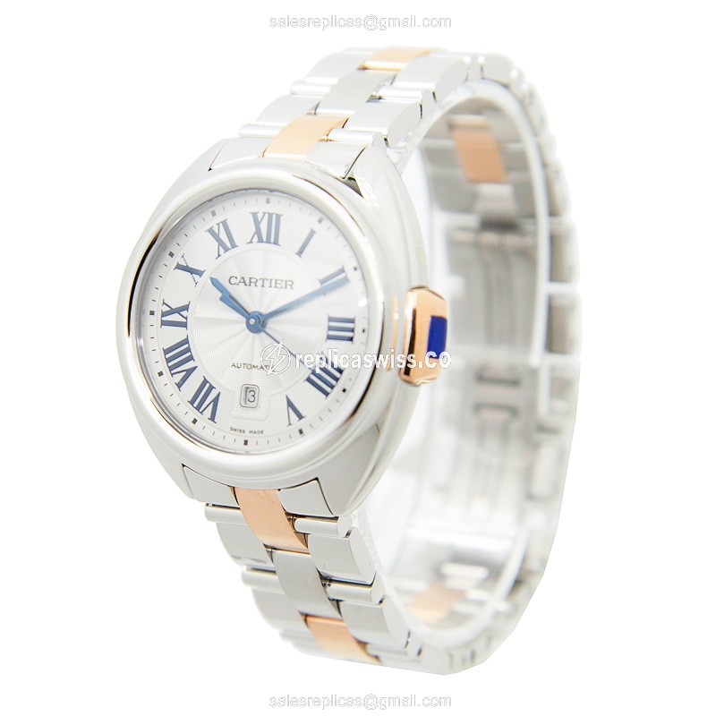 Cartier W2CL0004 CLe DE CARTIER Automatic - Steel Case - White Dial - Silver Steel Strap - View 3
