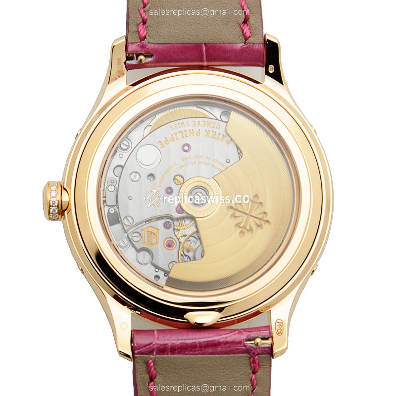 Patek Philippe 4947R-001 Complications - Auto - 18kt Rose Gold - Diamond - Silver Dial - Alligator Purple - View 3