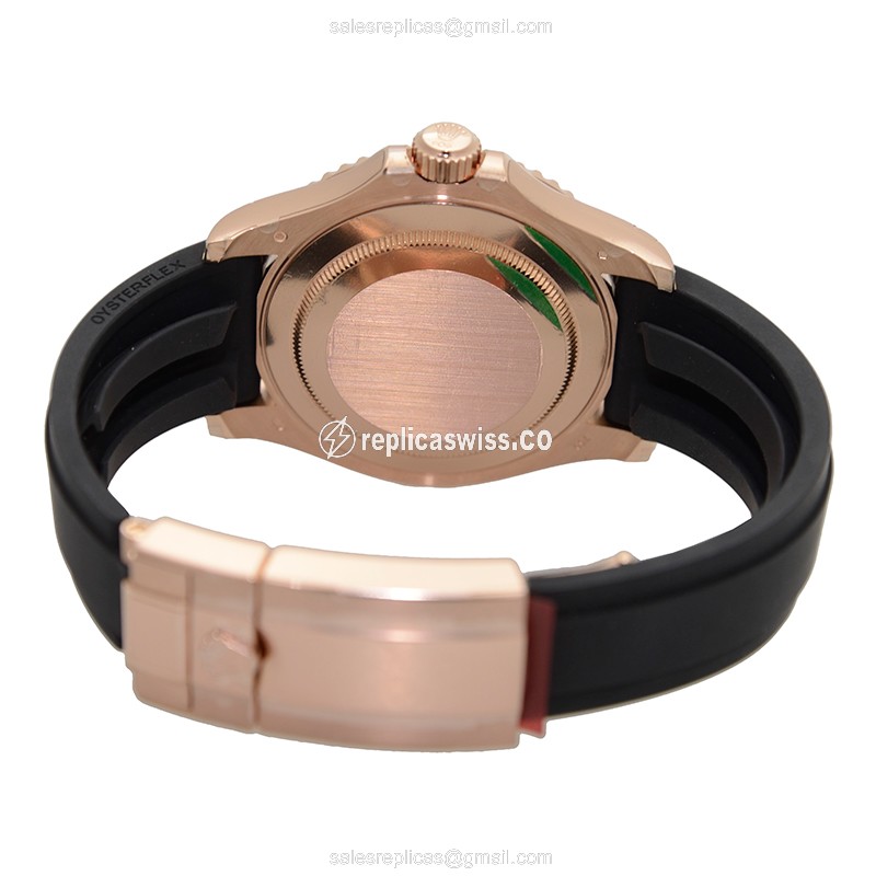 Rolex Yacht Master Replica - Automatic - 18kt Rose Gold - Black Dial, Rubber Strap - View 4