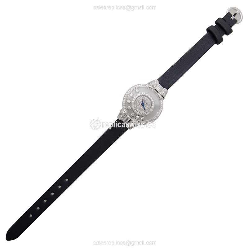 Chopard 205020-1203 Happy Diamonds - Quartz - 18kt White Gold - Diamond Dial - Skull - Blue Buckle - View 2
