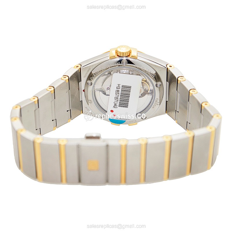 Omega Constellation Replica - Automatic - 18kt Gold & Steel - Dark Grey Dial - Silver Strap - View 4