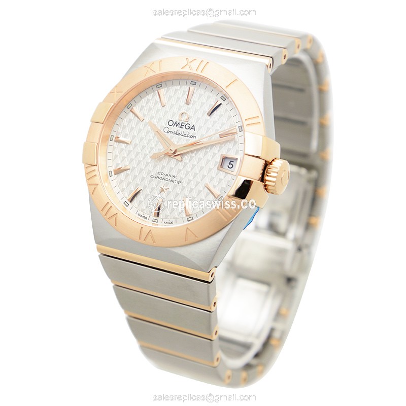 Omega Constellation Replica - Automatic - Silver Dial - 18kt Rose Gold & Steel Case - View 3