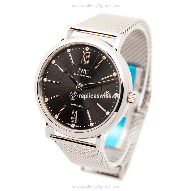 IWC Portofino Replica - Automatic - Steel Case - Dark Grey Dial - Silver Steel Strap - View 3
