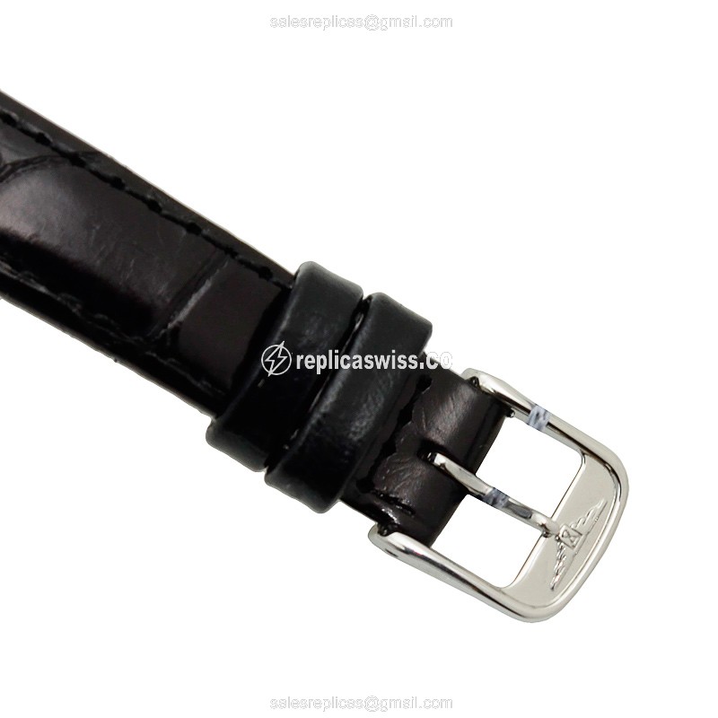 Longines Elegant Replica - Automatic - Steel Case - White Dial - Black Alligator Strap - View 4