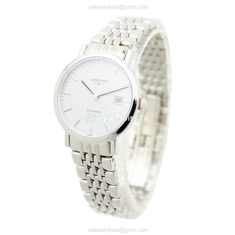 Longines L4.310.4.12.6 Replica - Automatic - Stainless Steel - White Dial, Silver Clasp - View 3