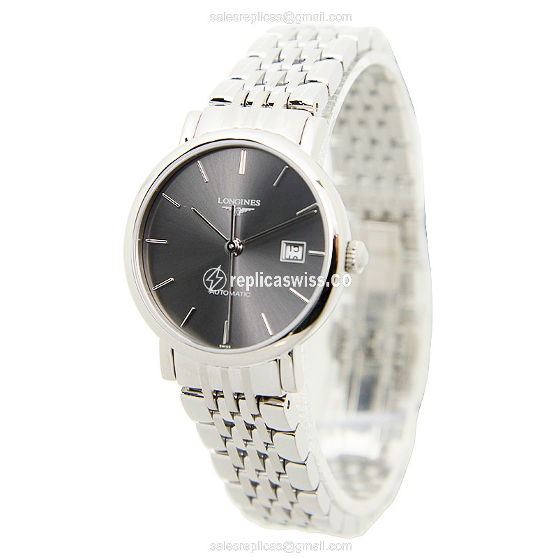 Longines L4.310.4.72.6 Replica - Automatic | Stainless Steel Case | Gray Dial | Silver Clasp & Steel Strap - View 3