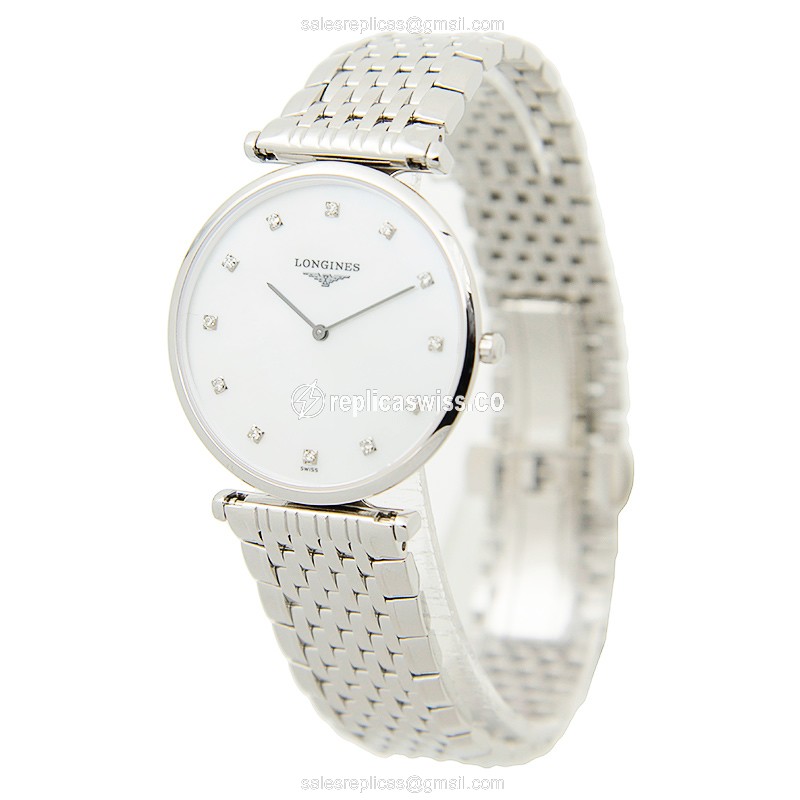 Longines L4.709.4.87.6 Replica - Quartz - White Dial - Steel Case - Silver Strap - View 3