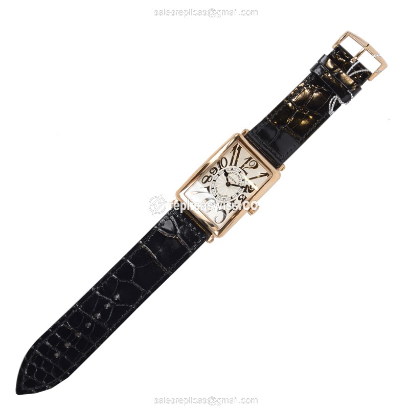 Franck Muller 1000SCREL5N Long Island - Auto - 18kt Rose Gold - Silver Dial - Brown Alligator Buckle - View 2