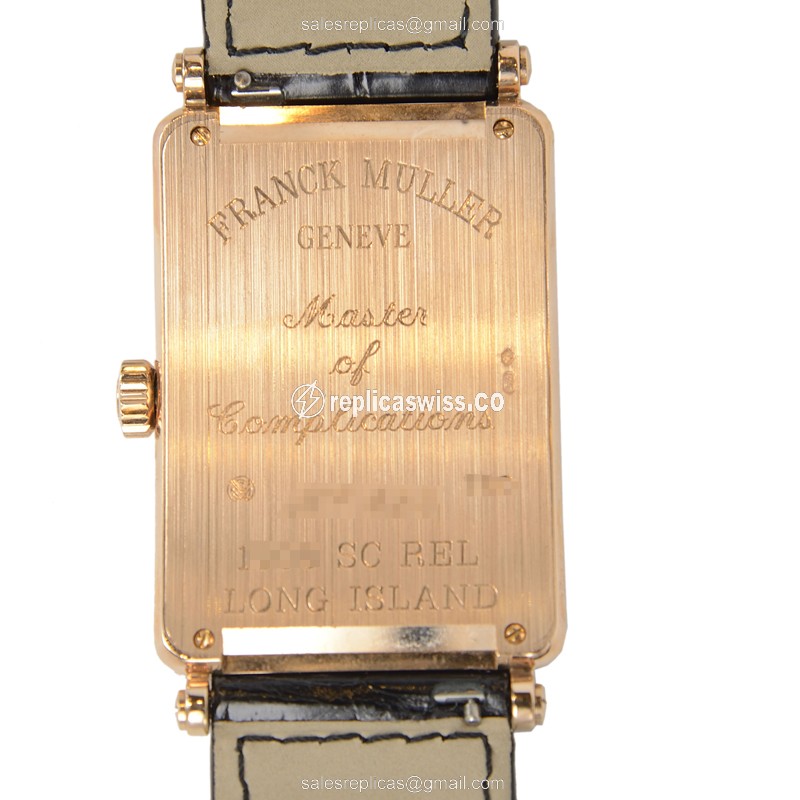 Franck Muller 1000SCREL5N Long Island - Auto - 18kt Rose Gold - Silver Dial - Brown Alligator Buckle - View 3
