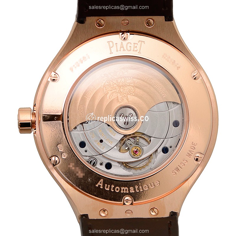 Piaget Polo Replica - Automatic - 18kt Rose Gold - Diamond Accents - White Dial - View 3