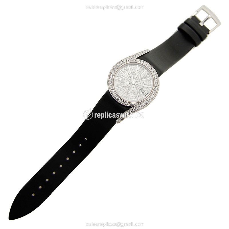 Piaget LIMELIGHT Replica - Quartz - 18kt White Gold - Diamond - Silver Dial - Silk Strap - View 2