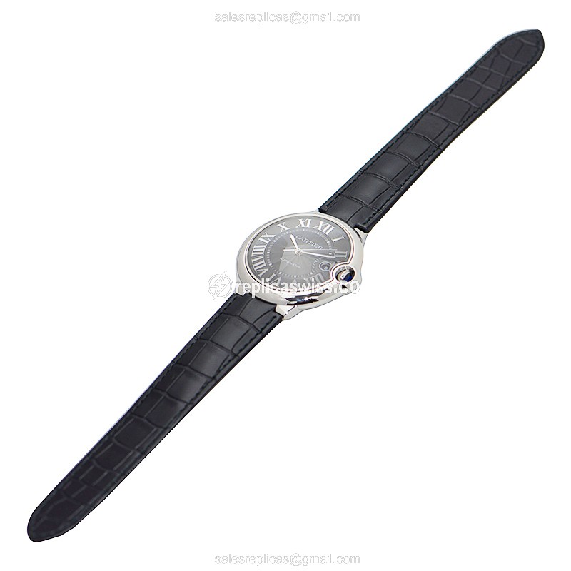 Cartier Ballon Bleu Replica - Automatic - Black Dial - Alligator Black Strap - View 2