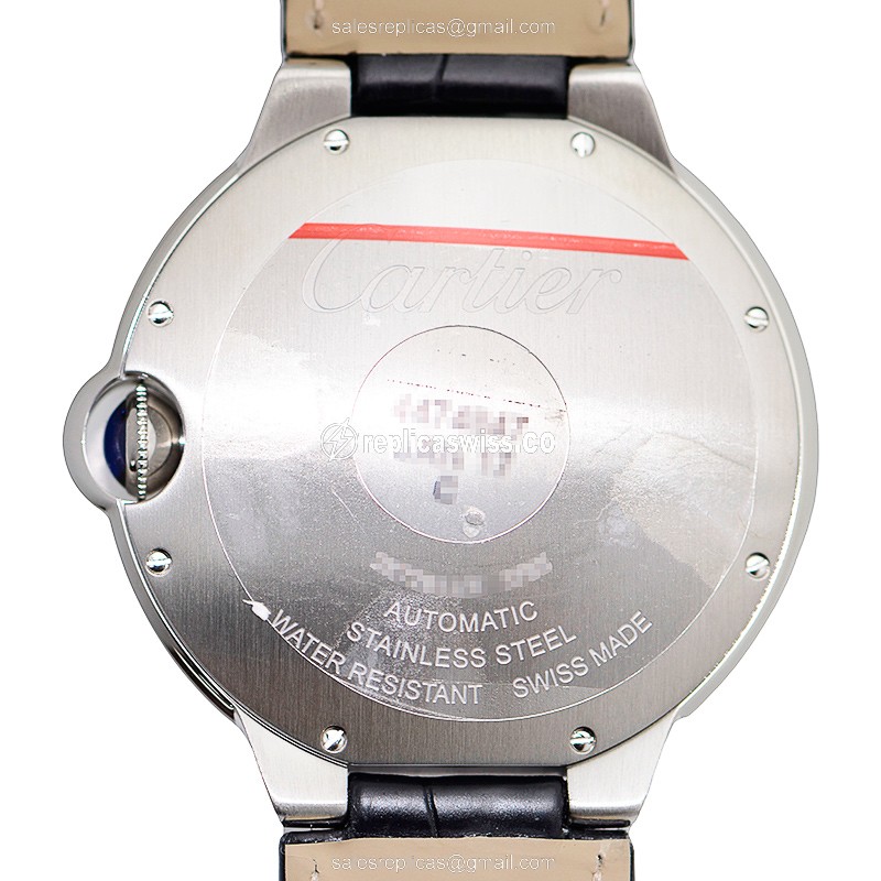 Cartier Ballon Bleu Replica - Automatic - Black Dial - Alligator Black Strap - View 3