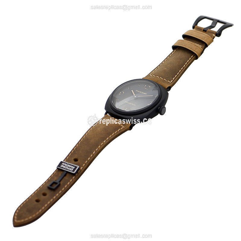 Panerai PAM00613 RADIOMIR - Manual - Ceramic - Black - Brown Leather - Sapphire - View 2