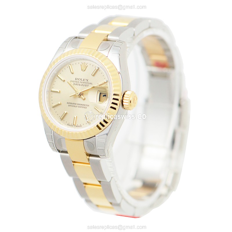 Rolex Lady Datejust Replica - Gold & Steel Case - Automatic Movement - View 3