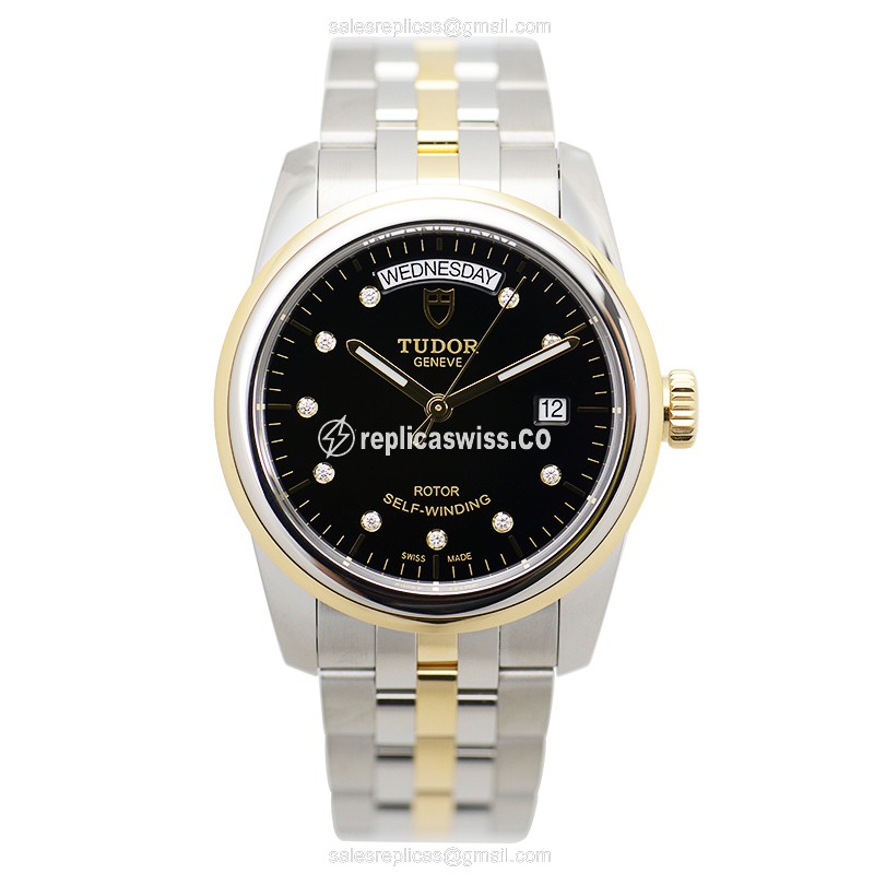 Tudor Glamour Date - Automatic - Black Dial - Steel Case - Silver Strap - View 2