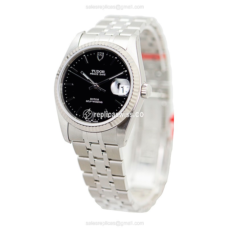 Tudor Prince Date Replica - Automatic - Black Dial - Steel Case & Band - View 3
