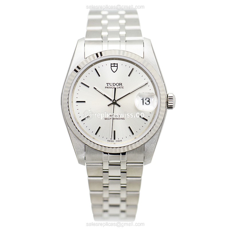 Tudor Prince Date Automatic Steel Silver Dial Clasp Silver Strap - View 2