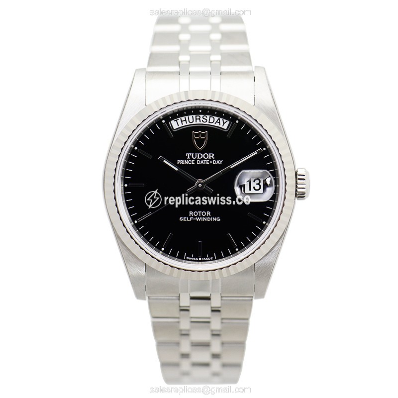 Automatic Tudor Prince Date-Day - Black Dial - Steel Case & Band - Clasp - View 2