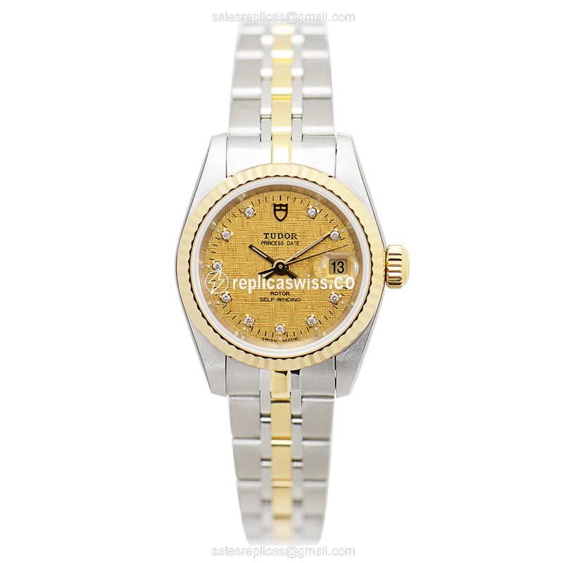 Tudor Princess Date Replica - Automatic - Gold - Steel Case & Strap - 92413-62433-10DI-CHCL - View 2