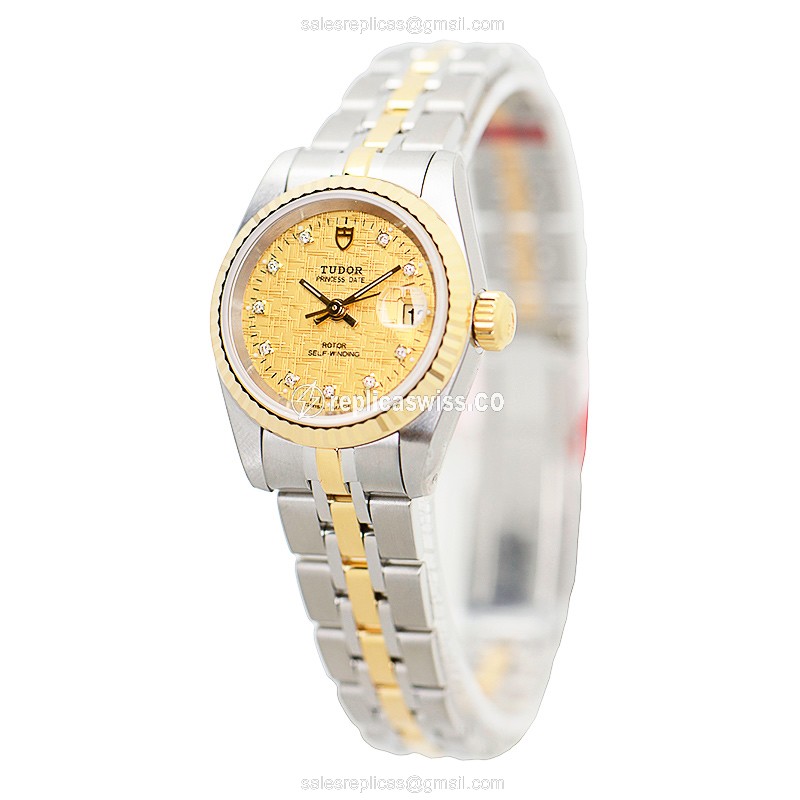 Tudor Princess Date Replica - Automatic - Gold - Steel Case & Strap - 92413-62433-10DI-CHCL - View 3