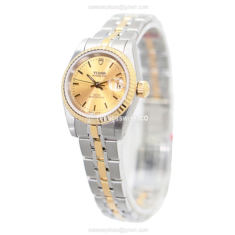 Tudor Princess Date Replica - Automatic - 18kt Gold & Steel Case - Gold Dial - View 3
