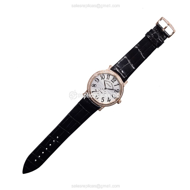 Franck Muller 7421 B S6 D LIBERTY - Automatic - Rose Gold Case - Diamonds, Silver Dial - View 2
