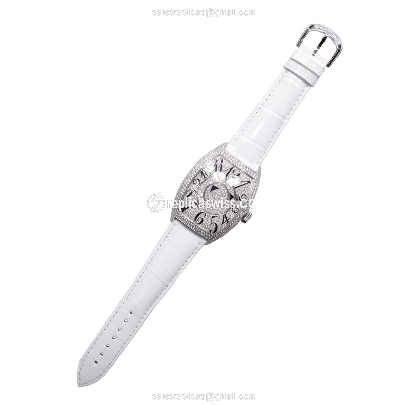 Franck Muller 8880 DM D CD Master Comp - Auto - 18kt White Gold - Diamond - Silver Dial - Alligator White Buckle - View 2