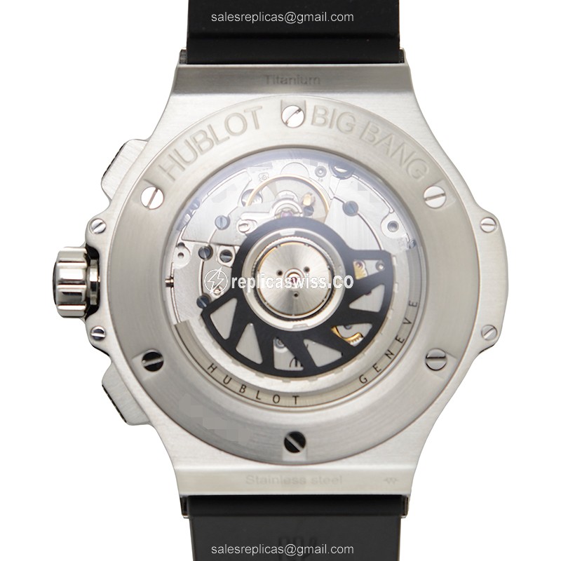 Hublot Big Bang Replica - Automatic - Stainless Steel & Diamond - Black Dial - Rubber Strap - View 3