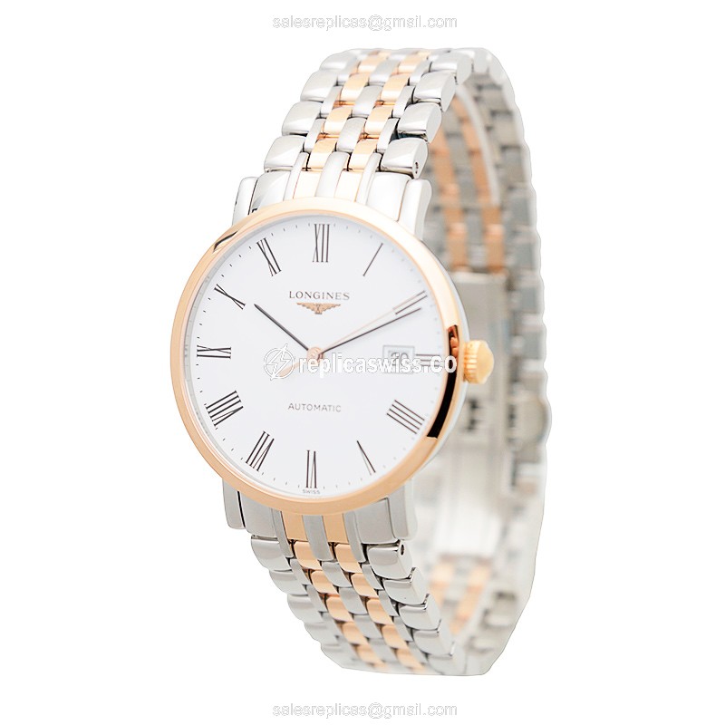 Longines Elegant Replica - Automatic - 18kt Rose Gold & Steel - White Dial - View 3