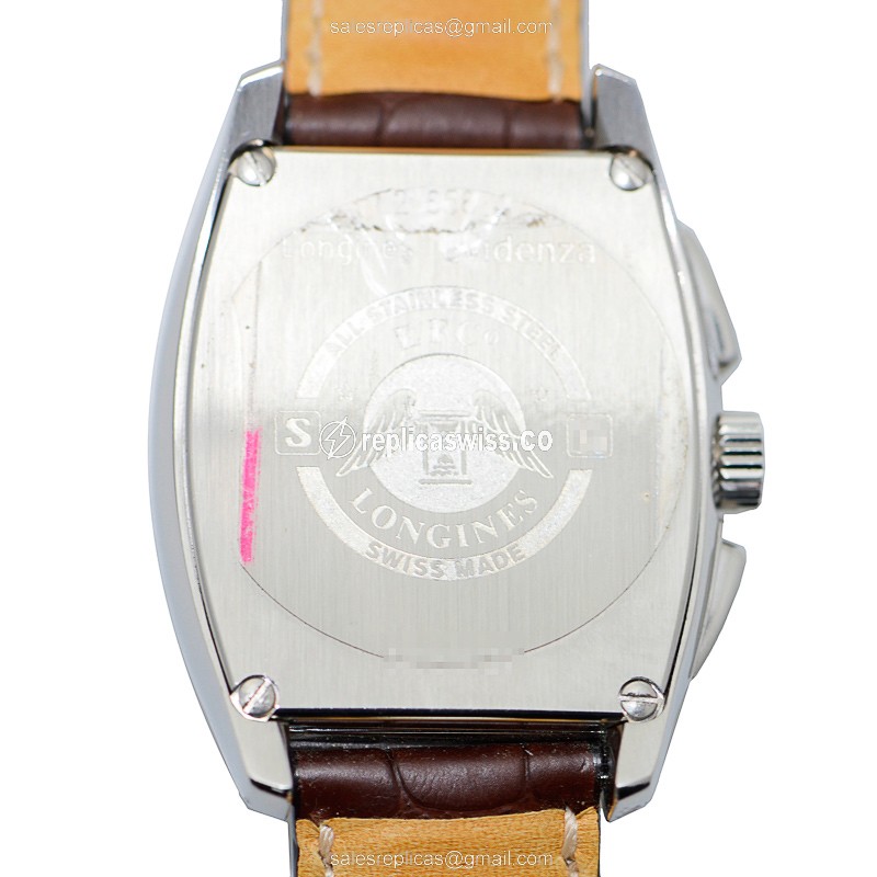 Longines EVIDENZA Quartz - Stainless Steel Case, Black Dial on Brown Leather Strap - View 3