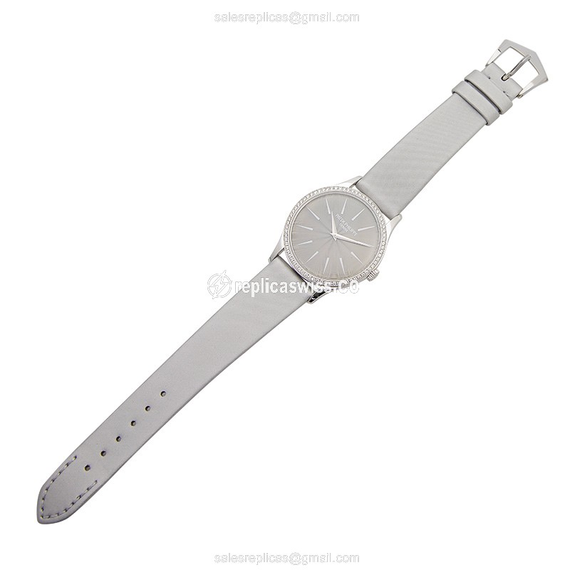 Patek Philippe 4897G-010 Replica - Manual - White Gold - Diamond - Gray Dial - Satin Grey Strap - Buckle Clasp - View 2