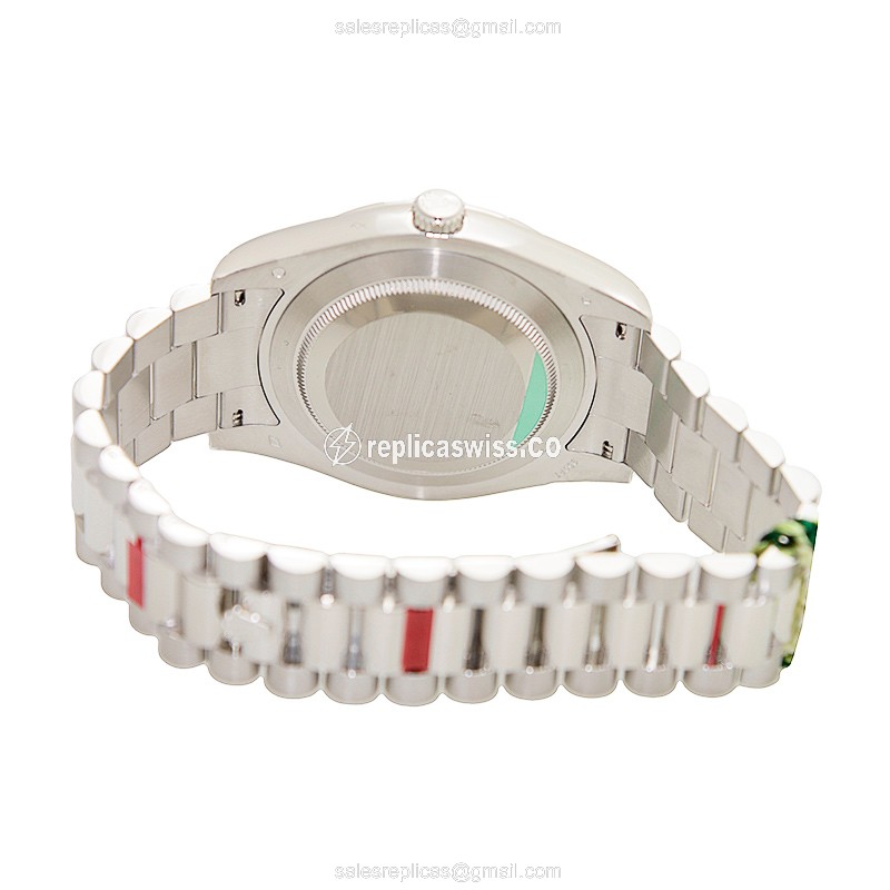 Rolex Day-Date Replica - Automatic - White Gold - Blue Dial, Silver Clasp & Steel Strap - View 4