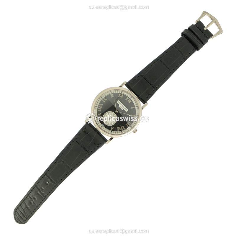 Patek Philippe 5022G-001 Replica - Manual - 18kt Gold - Black Dial - Leather Strap - View 2