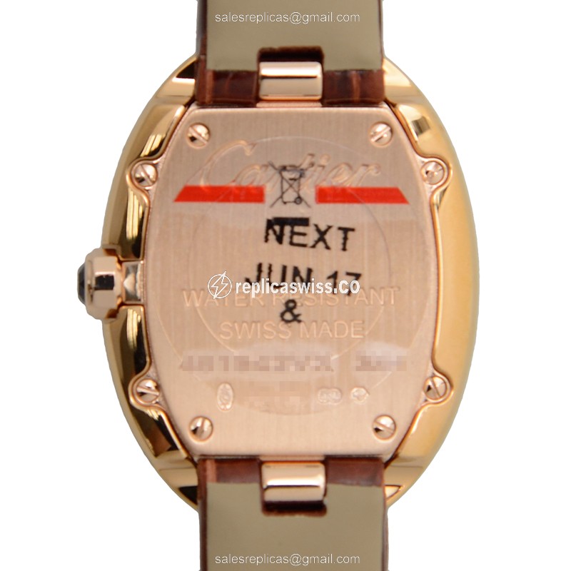 Cartier W8000007 BAIGNOIRE - Quartz - 18kt Rose Gold - Silver Dial - Brown Alligator Strap - View 3