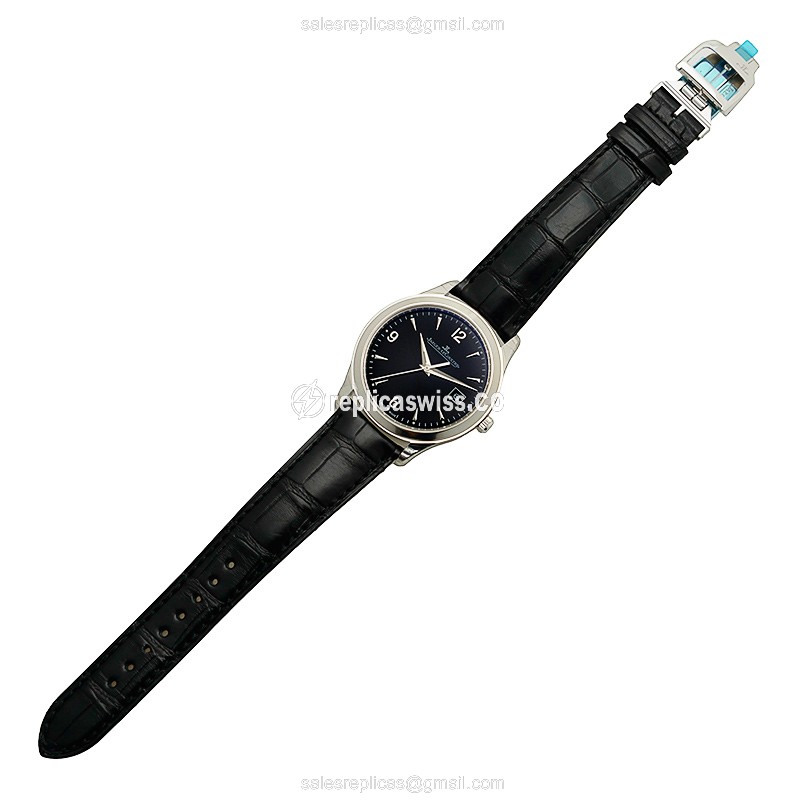 Jaeger-Lecoultre Q1548470 Replica - Ultra Thin - Automatic - Black Dial - Steel Case - Black Alligator Strap - View 2