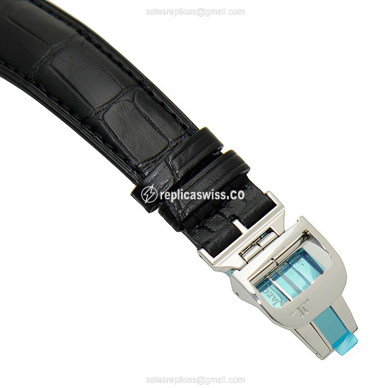 Jaeger-Lecoultre Q1548470 Replica - Ultra Thin - Automatic - Black Dial - Steel Case - Black Alligator Strap - View 4