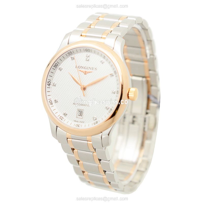 Longines L2.628.5.97.7 Replica - Automatic - 18kt Rose Gold & Steel Case - Silver Dial - View 3