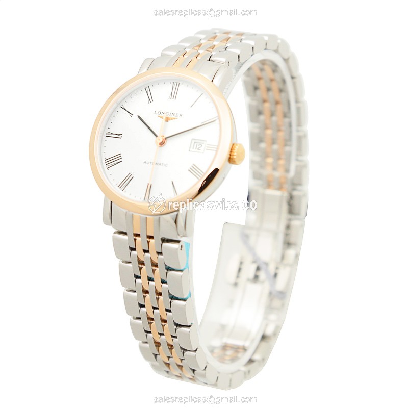 Longines L4.310.5.11.7 Replica - Automatic - 18kt Rose Gold & Steel Case - White Dial - View 3