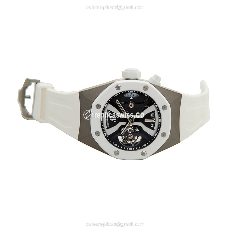 Audemars Piguet ROYAL OAK Titanium - Manual Wind - Black Dial - White Rubber Strap - View 2