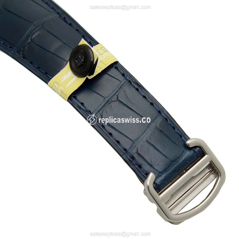 Cartier TANK Automatic - Steel Case - Blue Dial - Alligator Blue Strap - View 4