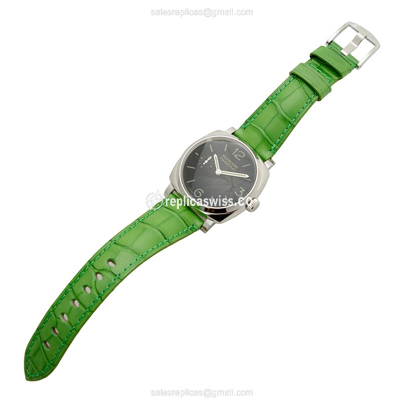 Panerai PAM00574 RADIOMIR - Manual Wind - Steel Case - Black Dial - Green Alligator Strap - Buckle Clasp - View 2