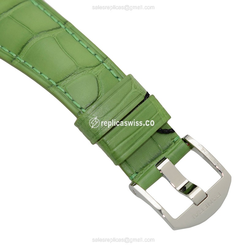 Panerai PAM00574 RADIOMIR - Manual Wind - Steel Case - Black Dial - Green Alligator Strap - Buckle Clasp - View 4