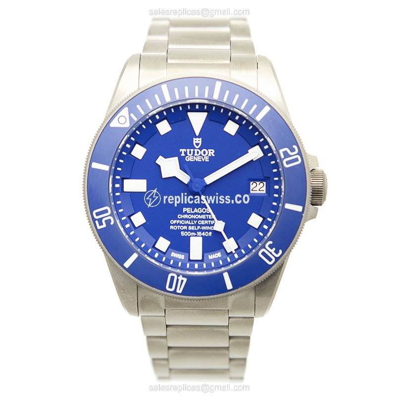 Automatic Tudor PELAGOS - Titanium Case - Blue Dial - Silver Titanium Strap - View 2