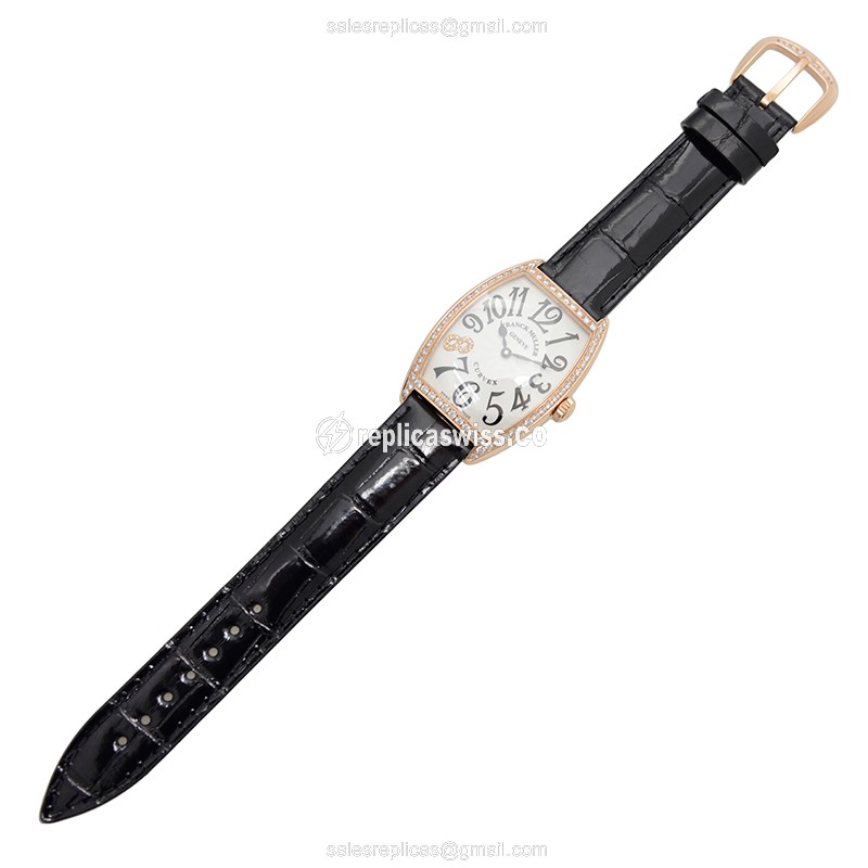 Franck Muller Master Banker Quartz - Rose Gold - Diamonds - Silver Dial - Alligator Black Buckle - View 2