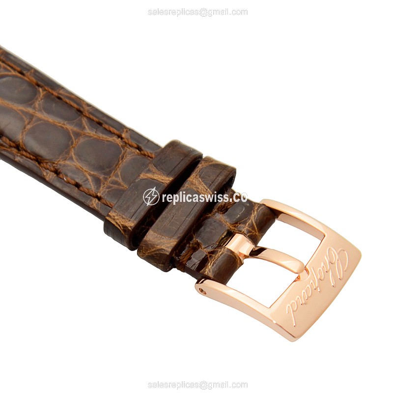 Chopard Classic Quartz 18kt Rose Gold - White Dial - Alligator Brown - Buckle Clasp - View 4