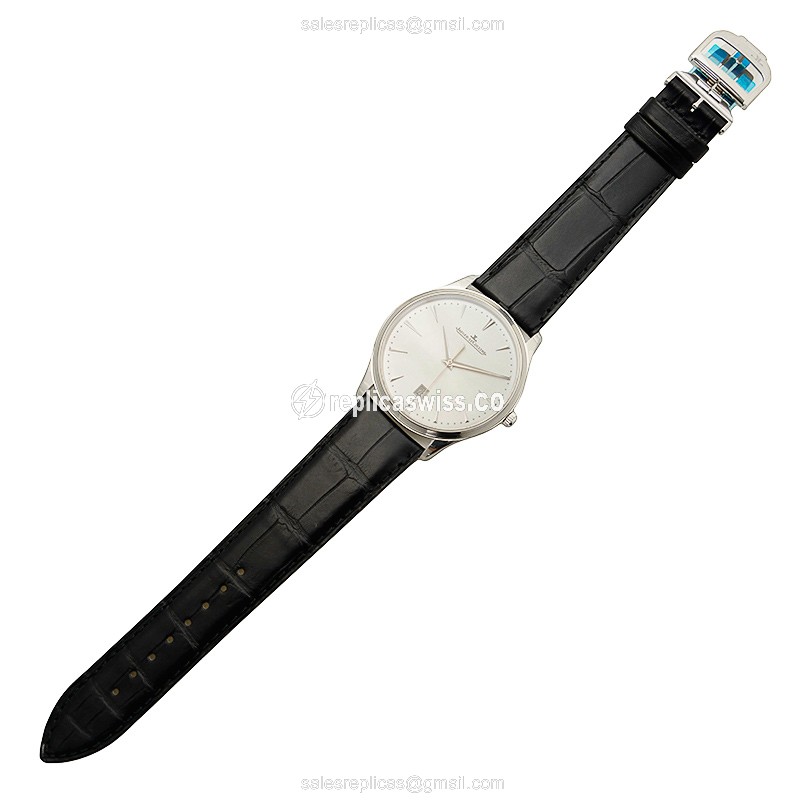 Jaeger-Lecoultre Q1288420 Replica - Ultra Thin - Automatic - Steel Case - Silver Dial - Black Alligator Strap - View 2